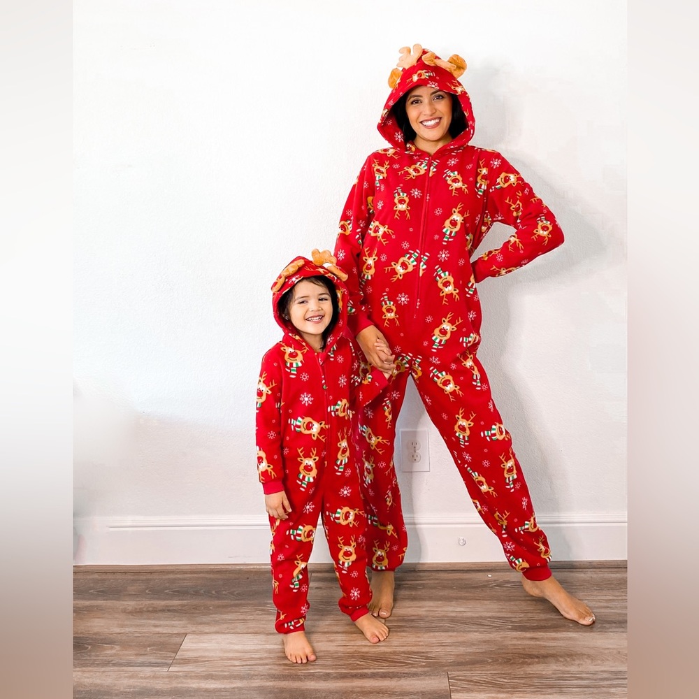 Matching Christmas reindeer pajamas